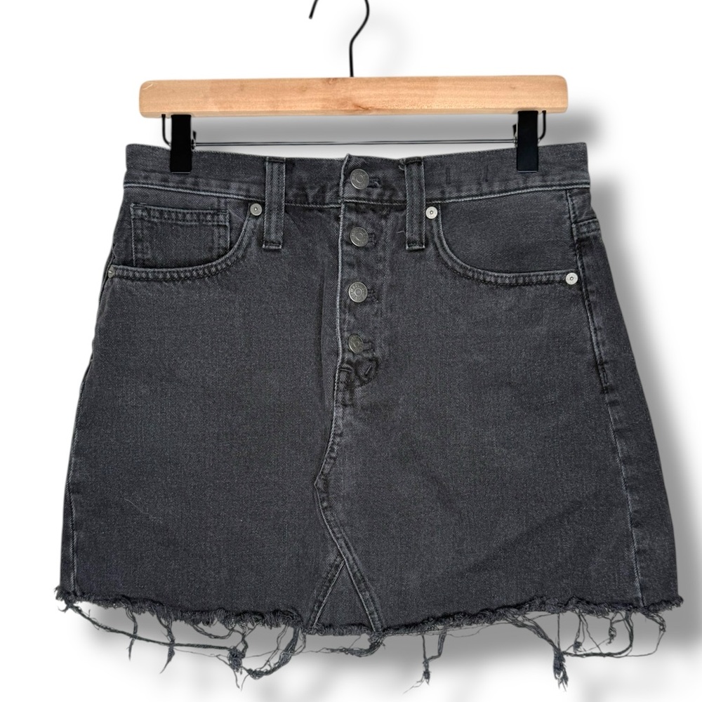 Madewell Rigid‎ Denim A-Line Distressed Black Mini Skirt- Size 28